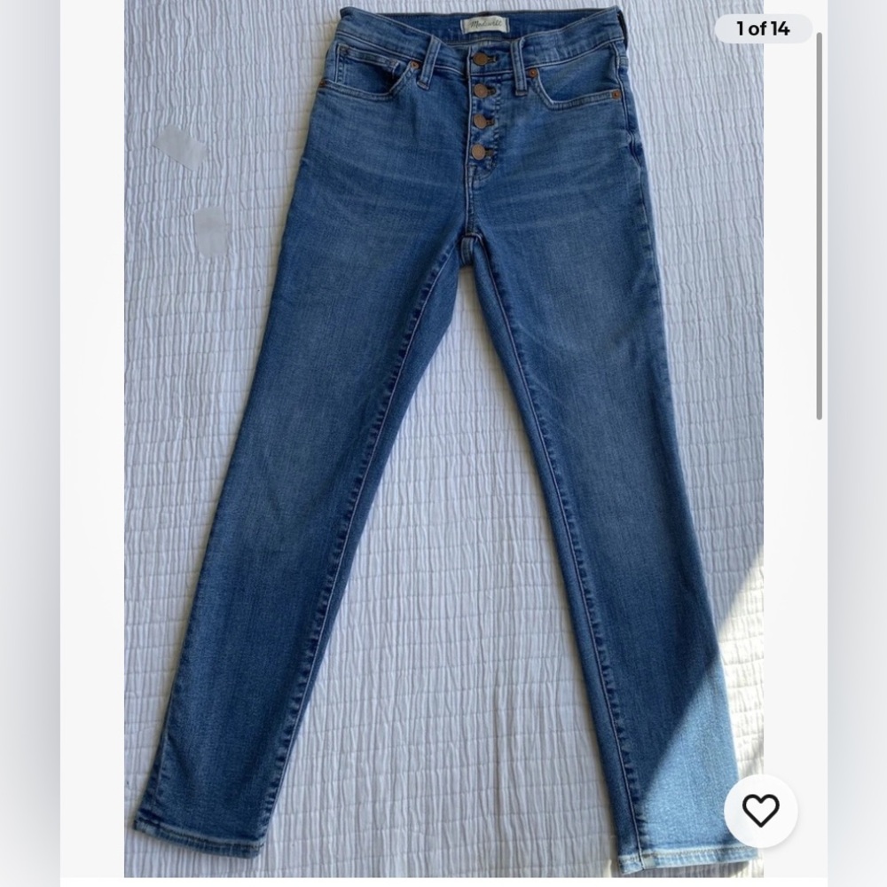 Madewell Mid Rise Skinny Crop Jeans Women 25 Button Fly Blue Stretch Denim Pant